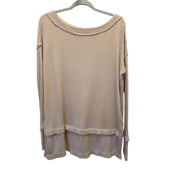 Free People We The Free North Shore Waffle Tunic Beige Top Size XS EUC - Picture 3 of 6
